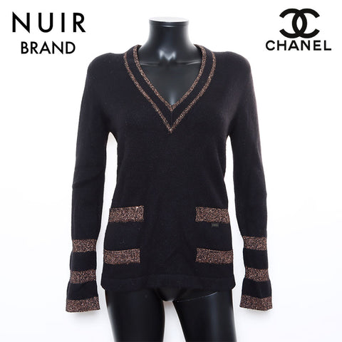 Chanel CHANEL 42 04A Cashmere Sweater Black WS8274