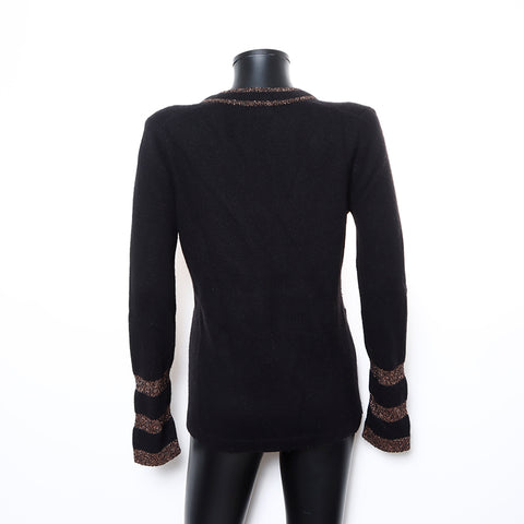 Chanel CHANEL 42 04A Cashmere Sweater Black WS8274