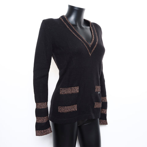 Chanel CHANEL 42 04A Cashmere Sweater Black WS8274