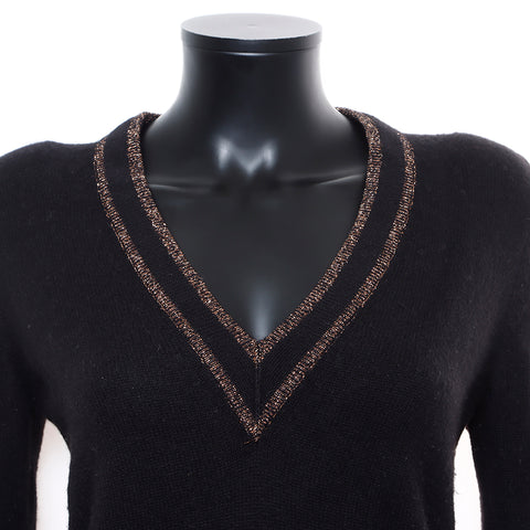 Chanel CHANEL 42 04A Cashmere Sweater Black WS8274