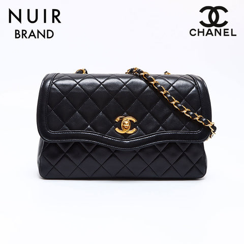 シャネル CHANEL 1番台ココマーク ラムスキン マトラッセ チェーン ショルダーバッグ ブラック WS8302