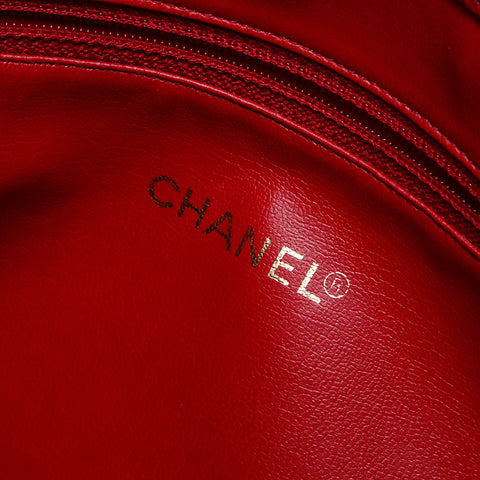CHANEL Nr. 3 COCO Mark Caviar Skin Outside Flap Chain Umhängetasche Rot WS8305