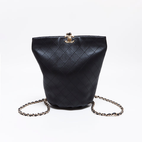 香奈儿香奈儿（Chanel Chanel）27可可标记Lambskin Matelasse 2way肩部X背包链链肩袋黑色WS8308