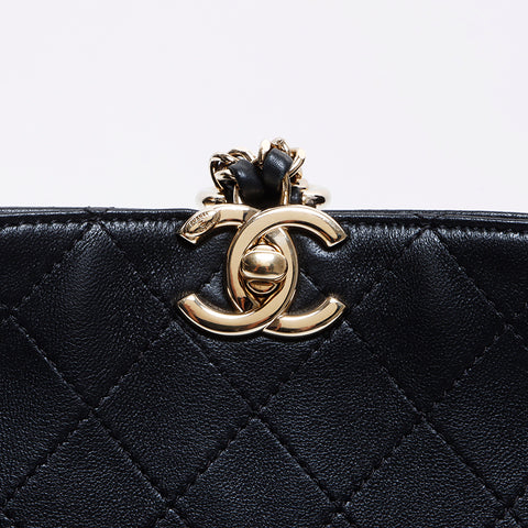 香奈儿香奈儿（Chanel Chanel）27可可标记Lambskin Matelasse 2way肩部X背包链链肩袋黑色WS8308