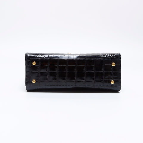 Chanel Chanel Nr. 5 Kokos Marke Krokodil -Leder -Ketten -Umhängetasche Schwarz WS8311