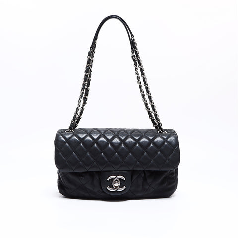 シャネル CHANEL 12番台ココマーク ラムスキン マトラッセ ダブルチェーン ショルダーバッグ ブラック WS8312