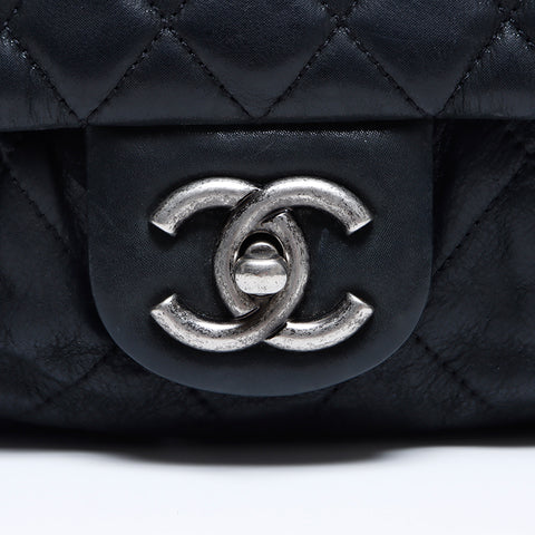 シャネル CHANEL 12番台ココマーク ラムスキン マトラッセ ダブルチェーン ショルダーバッグ ブラック WS8312