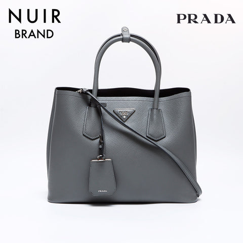 Prada Saffiano皮革手提包灰色WS8331