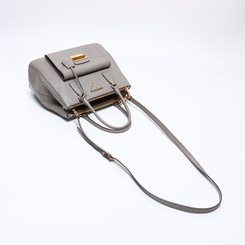 Prada Saffiano皮革手提包灰色WS8334