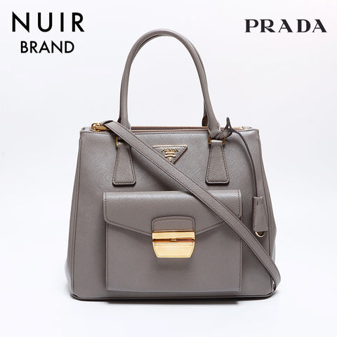 Prada Saffiano皮革手提包灰色WS8334