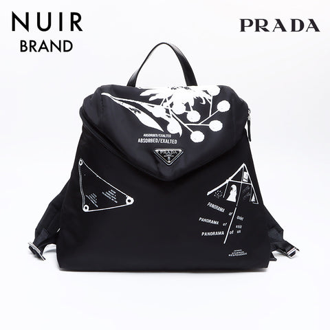 Prada Nylon Graphic Backpack/Daypack Black WS8335
