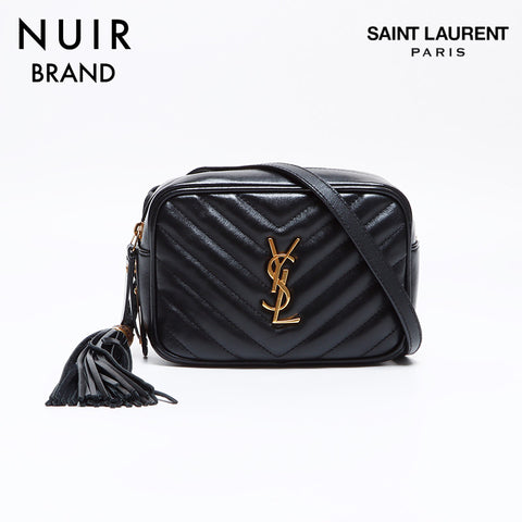 イヴ・サンローラン YVES SAINT LAURENT YSL レザー ミニ ルー ショルダーバッグ ブラック WS8338 – NUIR  VINTAGE