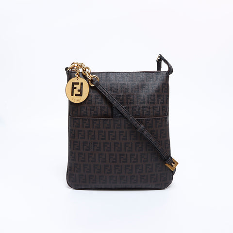 フェンディ FENDI ズッキーノ PVC ショルダーバッグ ブラウン WS8346