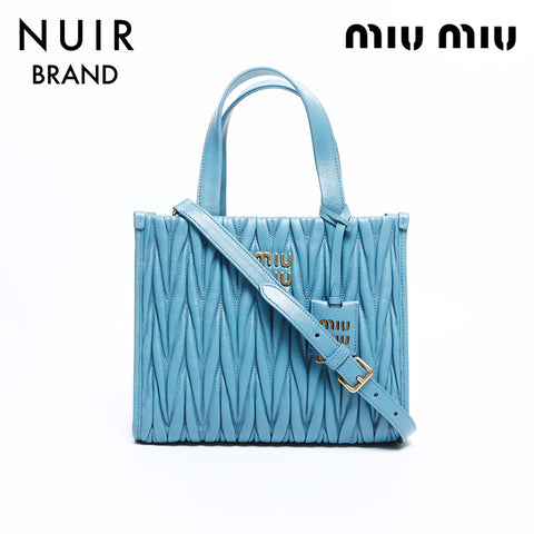 ミュウ ミュウ Miu Miu マテラッセ 2way ショルダーバッグ ブルー WS8347 – NUIR VINTAGE