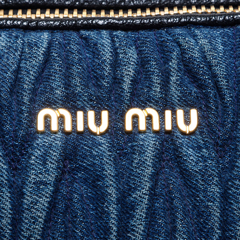 ミュウ ミュウ Miu Miu デニム 2way マトラッセ ハンドバッグ ネイビー WS8349