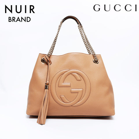Gucci SOHO皮革链手提袋肩带棕色WS8350