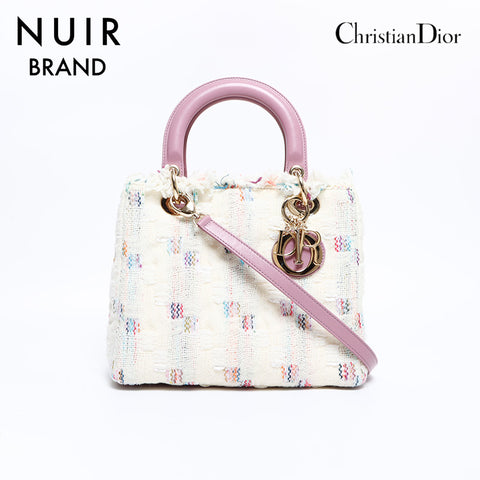 クリスチャンディオール Christian Dior レディー ディオール 2way ツイード ショルダーバッグ アイボリー WS8355