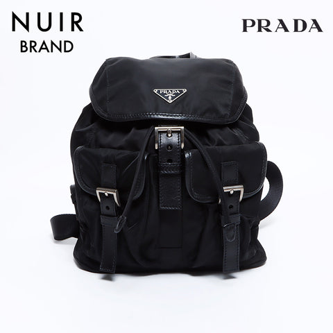 Prada Nylon Triangle徽标标签背包/Daypack黑色WS8358