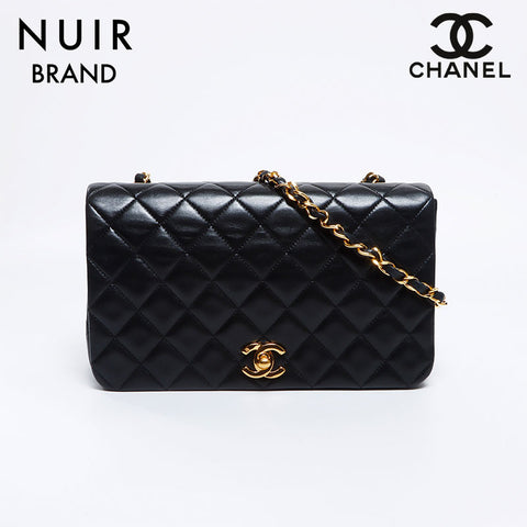 シャネル CHANEL 1番台 ラムスキン マトラッセ 23 チェーン シングルフラップ ショルダーバッグ ブラック WS8375