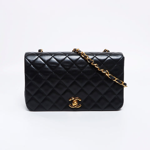 シャネル CHANEL 1番台 ラムスキン マトラッセ 23 チェーン シングルフラップ ショルダーバッグ ブラック WS8375