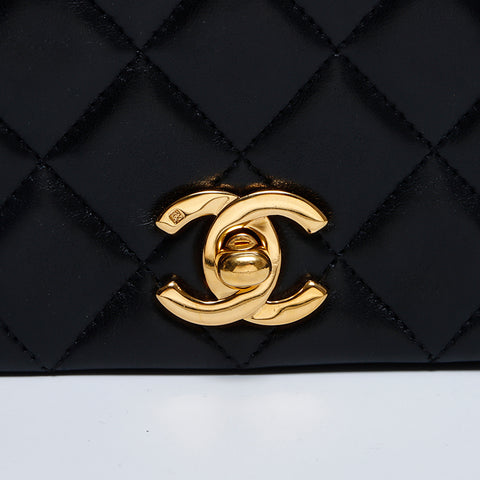 シャネル CHANEL 1番台 ラムスキン マトラッセ 23 チェーン シングルフラップ ショルダーバッグ ブラック WS8375