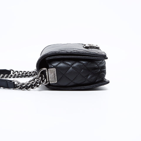 シャネル CHANEL 18番台 ボーイシャネル レザー シルバー金具 ショルダーバッグ ブラック WS8378