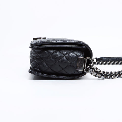 シャネル CHANEL 18番台 ボーイシャネル レザー シルバー金具 ショルダーバッグ ブラック WS8378