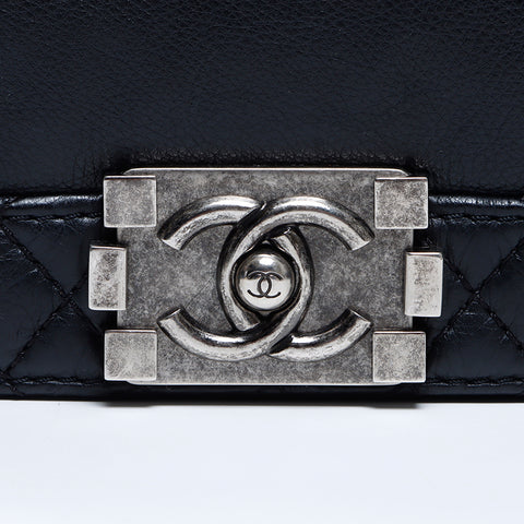 シャネル CHANEL 18番台 ボーイシャネル レザー シルバー金具 ショルダーバッグ ブラック WS8378