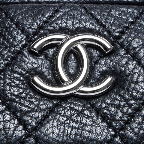 シャネル CHANEL 12番台 シルバー金具 レザー ミニボストン ハンドバッグ ブラック WS8388