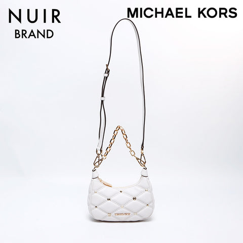 Michael Kors Matelasse皮革连锁肩带白色WS8416