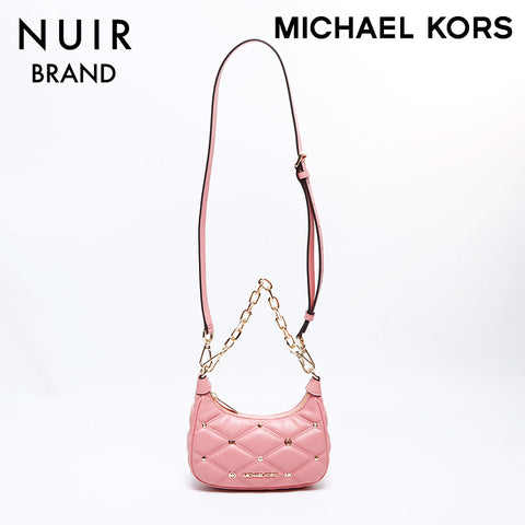 Michael Kors Matelasse皮革连锁肩带粉红色WS8418