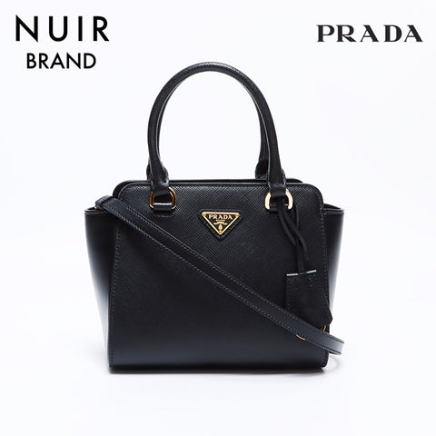 Prada 2Way Saffiano皮革手提包黑色WS8423