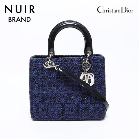 克里斯蒂安·迪奥(Christian dior Lady)dior羊毛2路混合手提包黑色海军WS8472