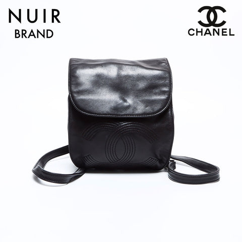 シャネル CHANEL 4番台 ココマーク ラムスキン チェーン シルバー金具 リュック・デイパック ブラック WS8475