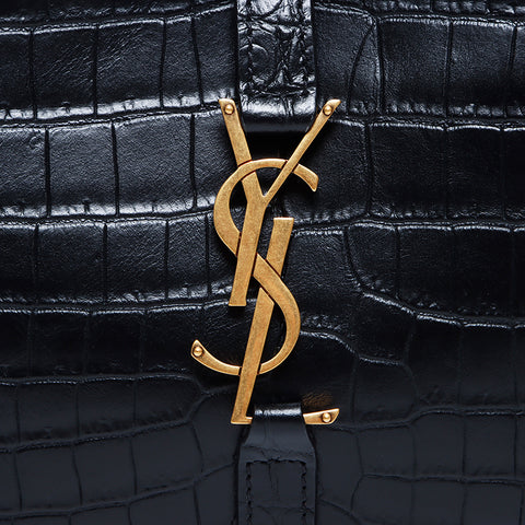 イヴ・サンローラン YVES SAINT LAURENT YSL 型押し レザー ショルダーバッグ ブラック WS8482