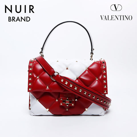Valentino 2way皮革糖果螺柱肩带白色红色WS8484