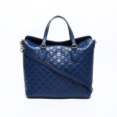 Gucci GG Shima皮革2向肩带蓝色WS8485