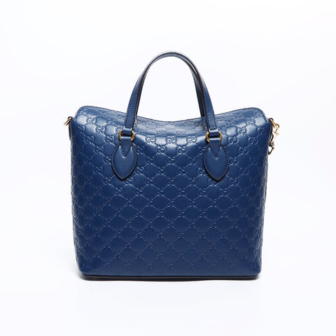 Gucci GG Shima皮革2向肩带蓝色WS8485