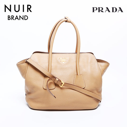 Prada 2way皮革手提包米色WS8486