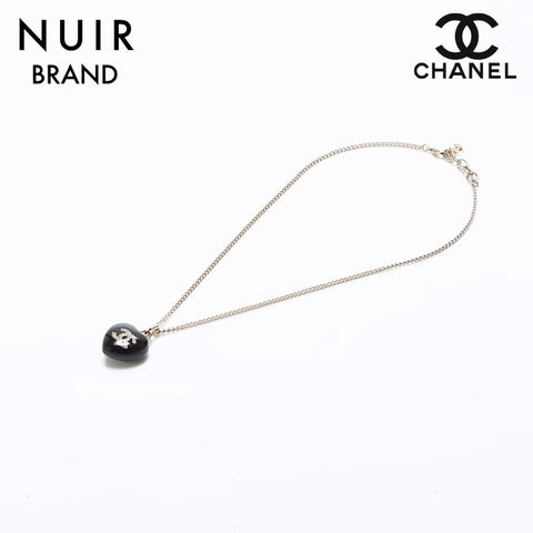 シャネル CHANEL B23C ハート ココマーク ペンダント ネックレス ブラック WS8495