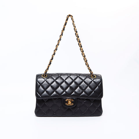 シャネル CHANEL 4番台 ダブルフェイス ラムスキン マトラッセ ショルダーバッグ ブラック WS8499