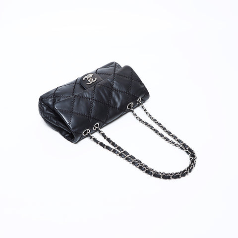 シャネル CHANEL 14番台 ウルトラステッチ シルバー金具 ショルダーバッグ ブラック WS8505