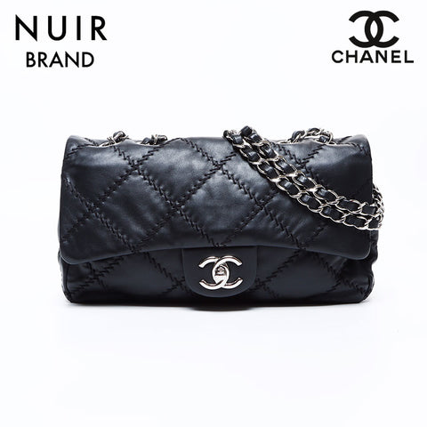 シャネル CHANEL 14番台 ウルトラステッチ シルバー金具 ショルダーバッグ ブラック WS8505