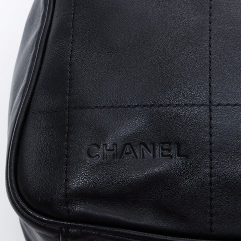 シャネル CHANEL 8番台 チョコバー ミニボストン ハンドバッグ ブラック WS8508