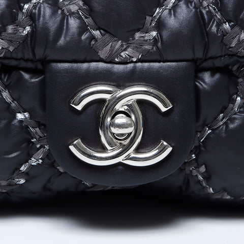 シャネル CHANEL 14番台 ワイルドステッチ チェーン ナイロン ショルダーバッグ ブラック WS8519