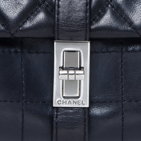 シャネル CHANEL 9番台 チョコバー マトラッセ ラムスキン ショルダーバッグ ブラック WS8523