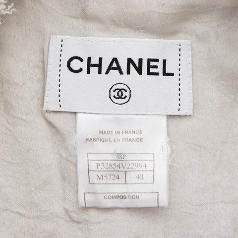 シャネル CHANEL Size:40 ノースリーブ ツイード 08P ワンピース グレー WS8534