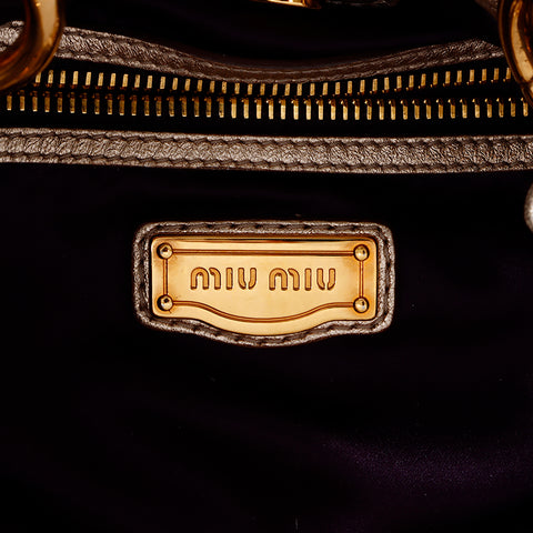 ミュウ ミュウ Miu Miu レザー 2way ハンドバッグ ゴールド WS8538