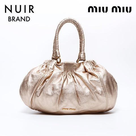 ミュウ ミュウ Miu Miu レザー 2way ハンドバッグ ゴールド WS8538