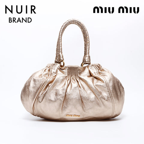 MIU MIU皮革2向手提包金WS8538